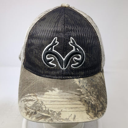 Realtree Baseball Cap One Size Brown Black Camo Mesh Strapback Antler Logo Hat