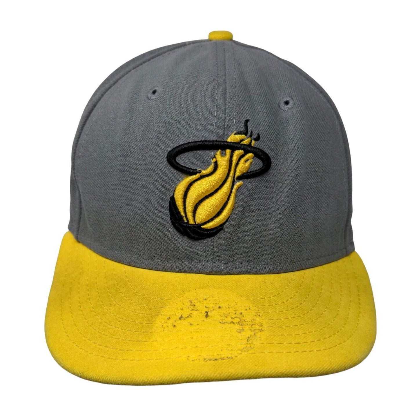 Miami Heat Snapback Hat Gray Yellow NBA HWC Embroidered Logo OSFM New Era 9Fifty