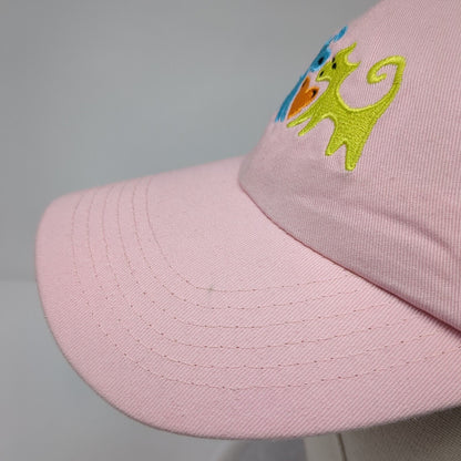 Dogs Slideback Hat Pink One Size Adjustable Embroidered Solid 6 Panel