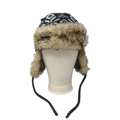 American Crown Men's Vegan Fur Trapper Hat Multicolor Fair Isle Acrylic