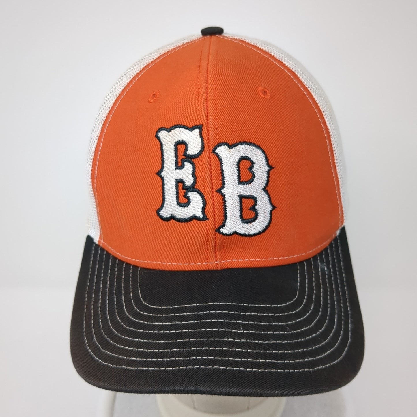 EB Snapback Mesh Back Trucker Hat Orange One Size Colorblock Richardson