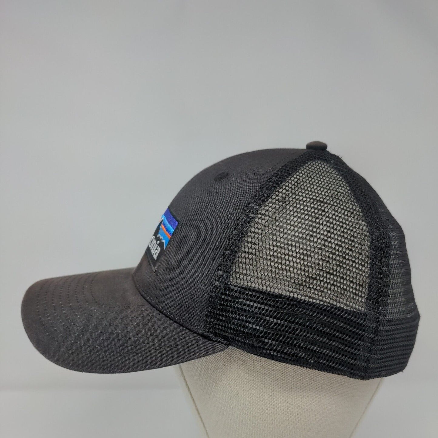 Patagonia P-6 Snapback Trucker Hat Black OSFA Mesh Back Solid Netplus