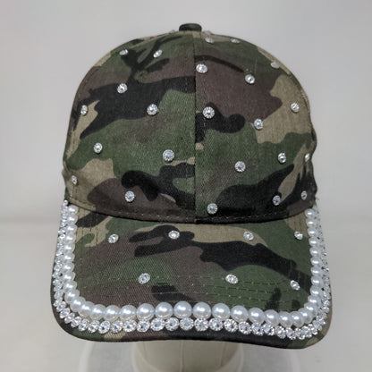 Pearl Bling Strapback Hat Camouflage One Size Adjustable 6 Panel
