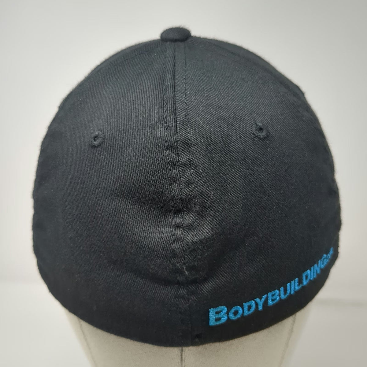Flexfit Baseball Cap Black M Bodybuilding Logo Blue Embroidery Curved Brim hat