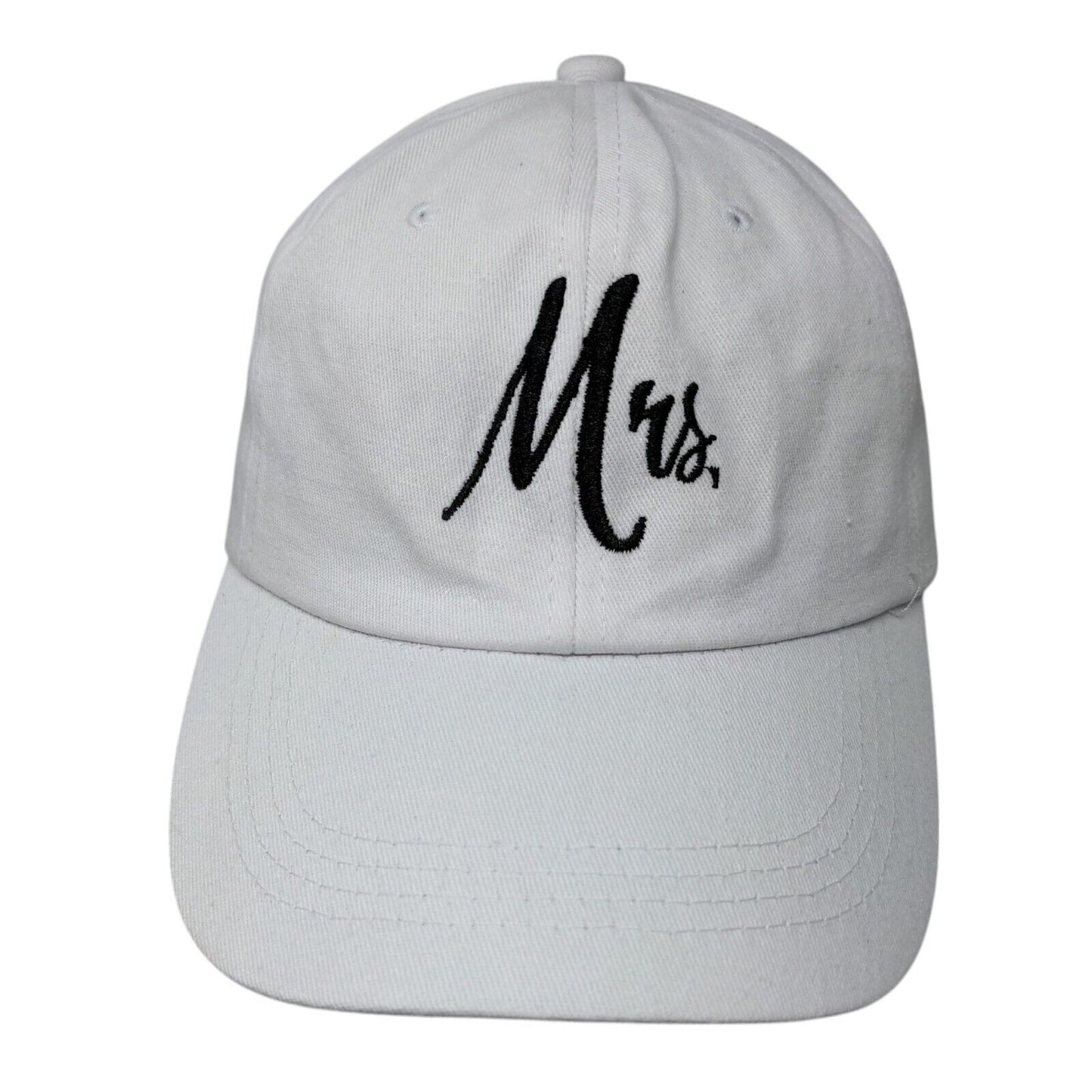 Mrs. Slideback Hat White One Size Adjustable Embroidered Vented Holes Cotton