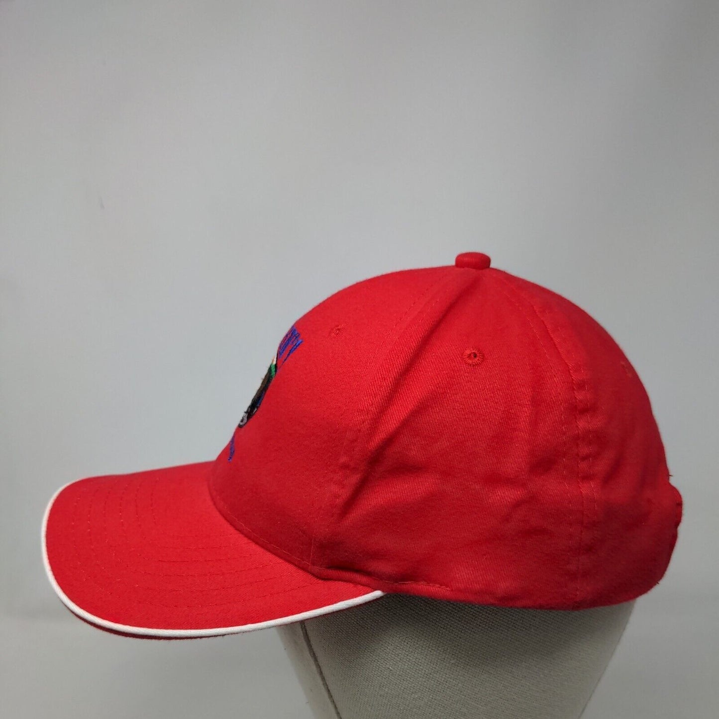 St. John's Fishing Lodge Tyee Club Strapback Hat Red One Size Adjustable Cotton