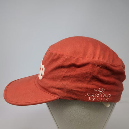 Coca-Cola Red One Size Army Cap Hat Flat Top Cadet Graphic Elastic Back Cotton