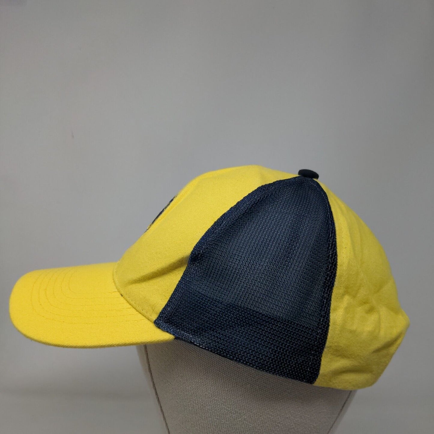 Lions Club International Strapback Hat Yellow One Size Colorblock Mesh Trim