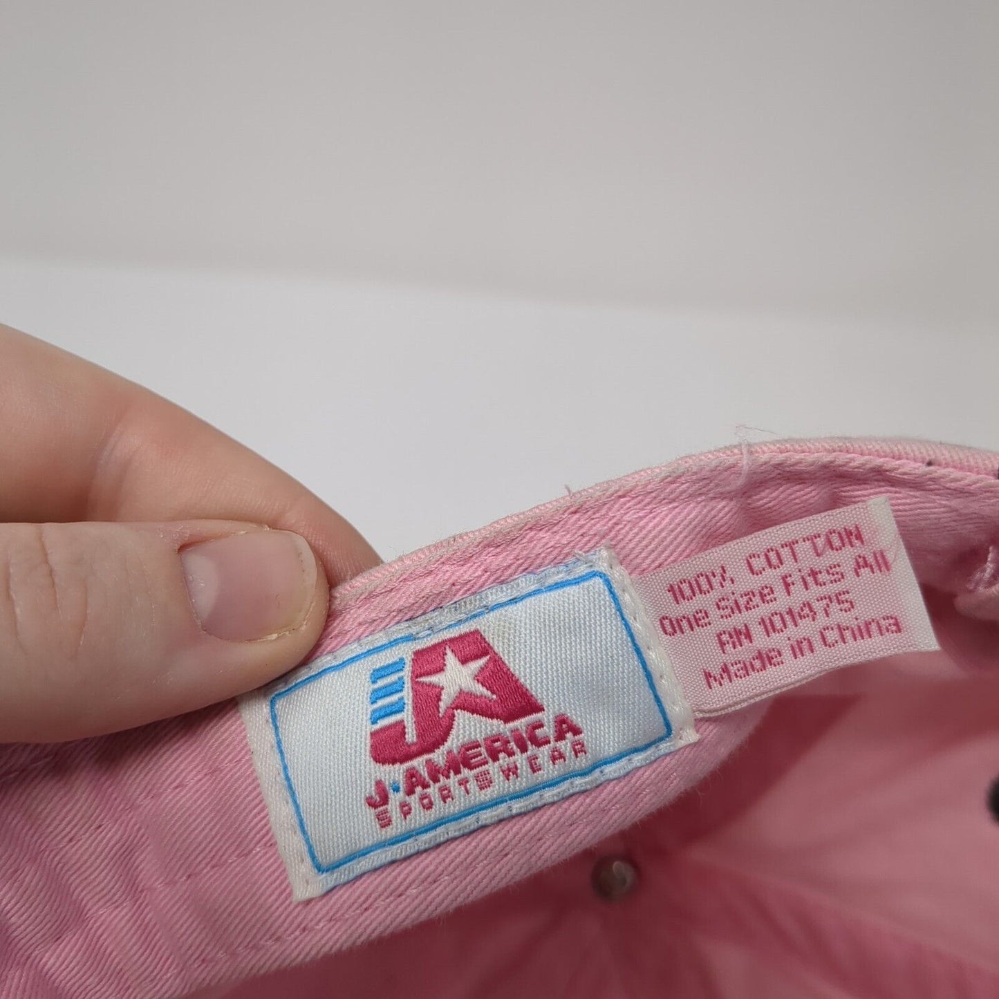 J. America Strapback Hat Pink One Size Adjustable Colorblock 6 Panel
