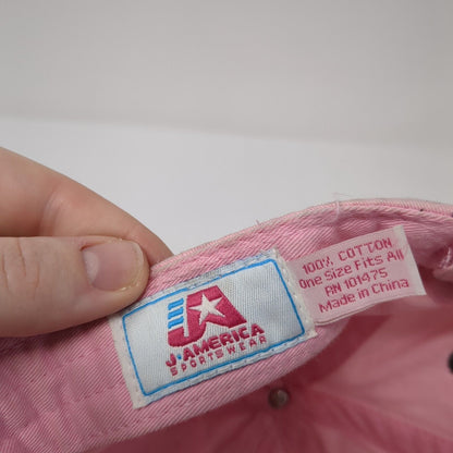 J. America Strapback Hat Pink One Size Adjustable Colorblock 6 Panel