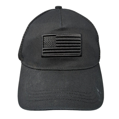 USA Flag Snapback Trucker Hat Black One Size Adjustable Patriotic Mesh Back