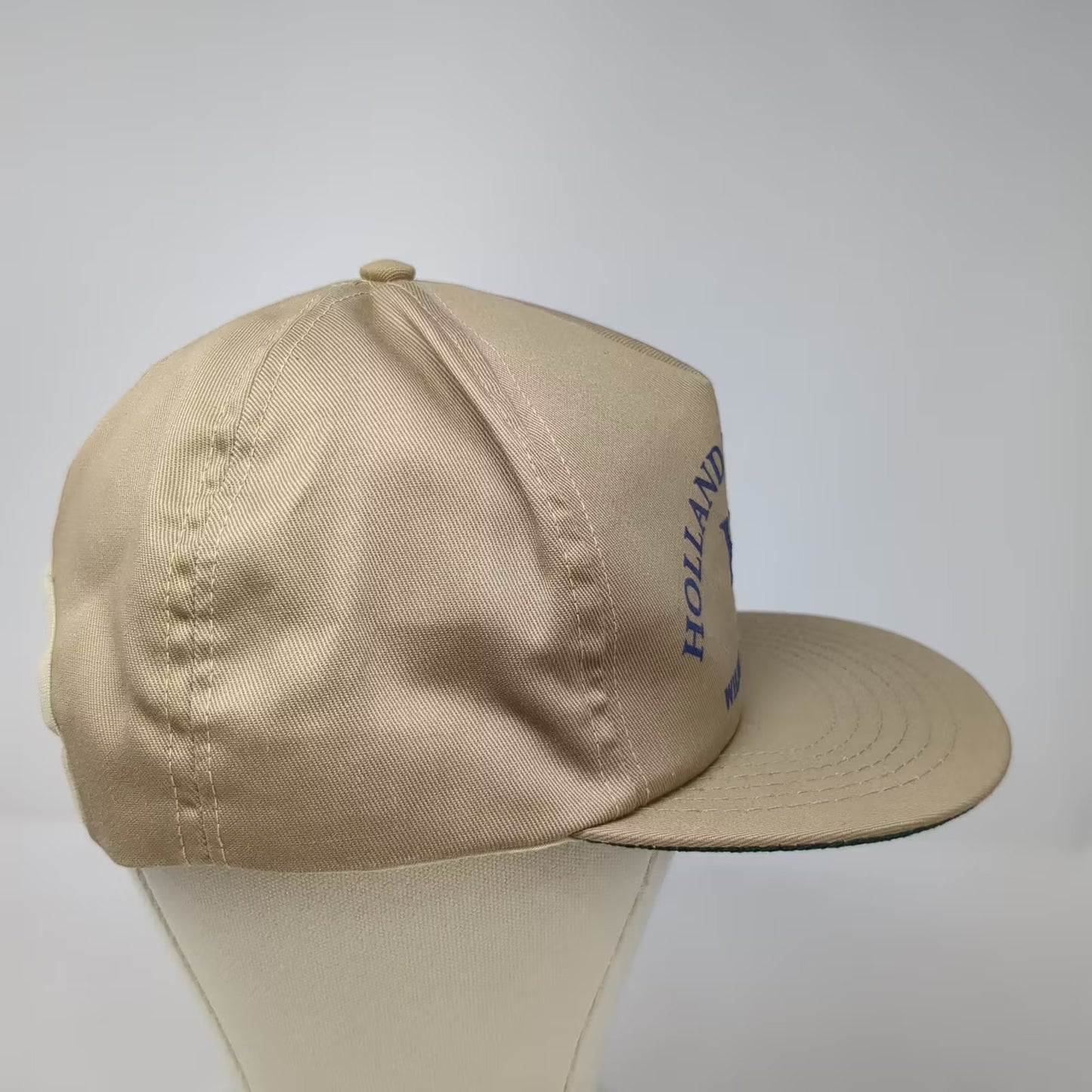 Holland Wipers Inc Wilmington NC 5 Panel Beige Blue Snapback Hat OS Vintage Cap