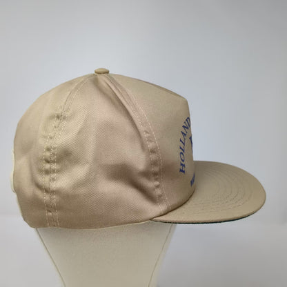 Holland Wipers Inc Wilmington NC 5 Panel Beige Blue Snapback Hat OS Vintage Cap