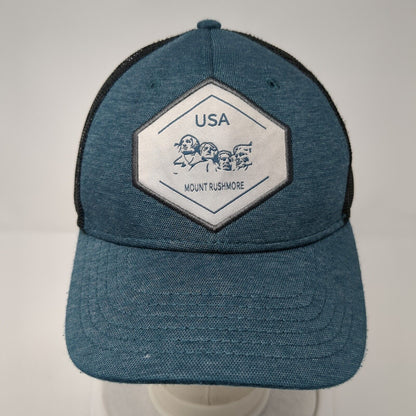 USA Mount Rushmore Snapback Mesh Back Trucker Hat Blue One Size Triangle