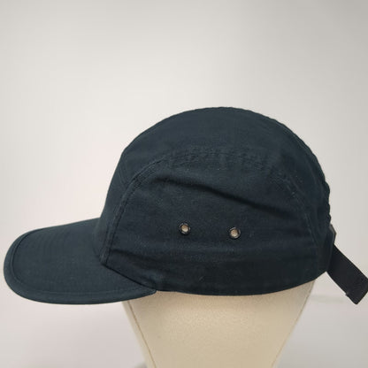 Yupoong 5 Panel Hat Black One Size Solid Cotton Adjustable Strapback Camper Flat