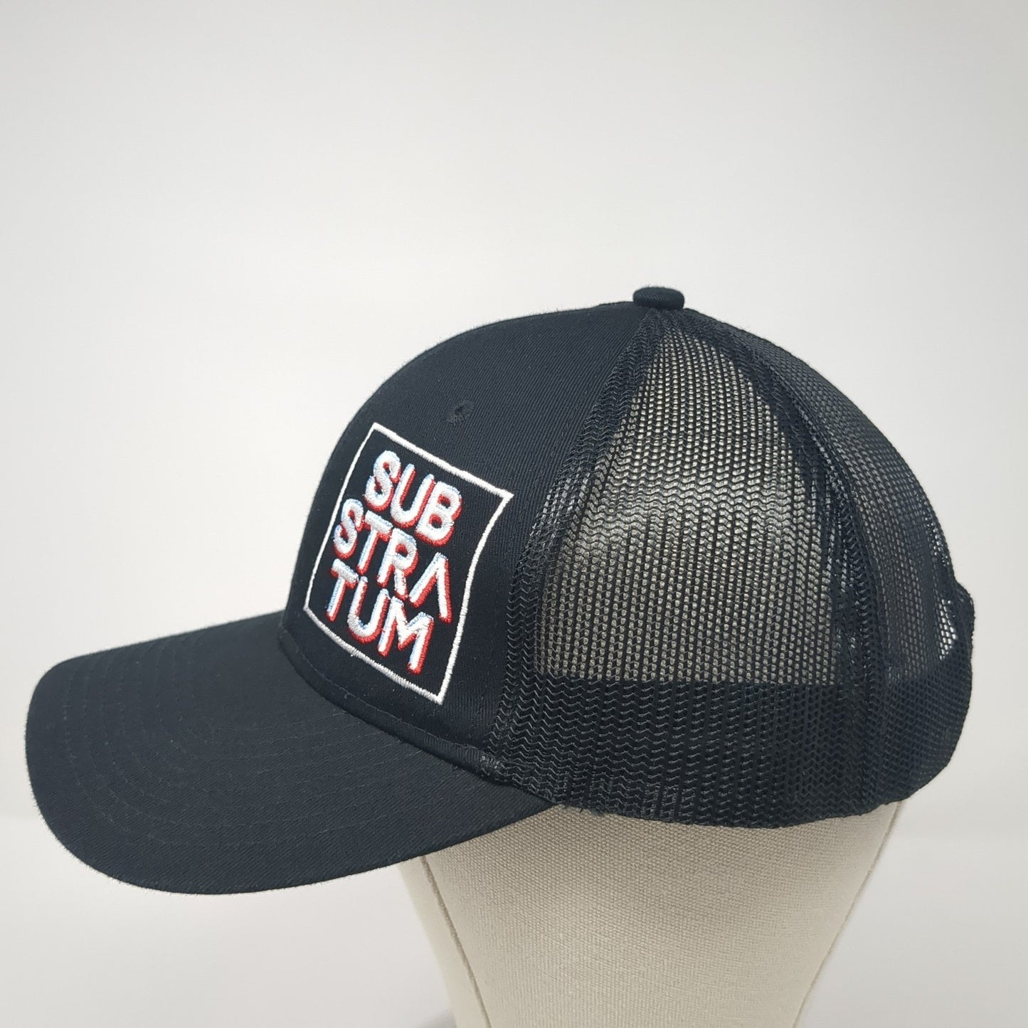 Substratum Snapback Trucker Hat Black OS Adjustable Mesh Back Port Authority