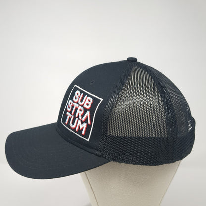 Substratum Snapback Trucker Hat Black OS Adjustable Mesh Back Port Authority