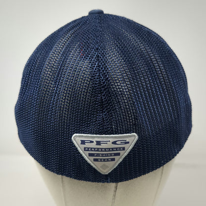 Columbia Baseball Cap Blue XL Mesh Back Performance Fish American Flag PFG hat