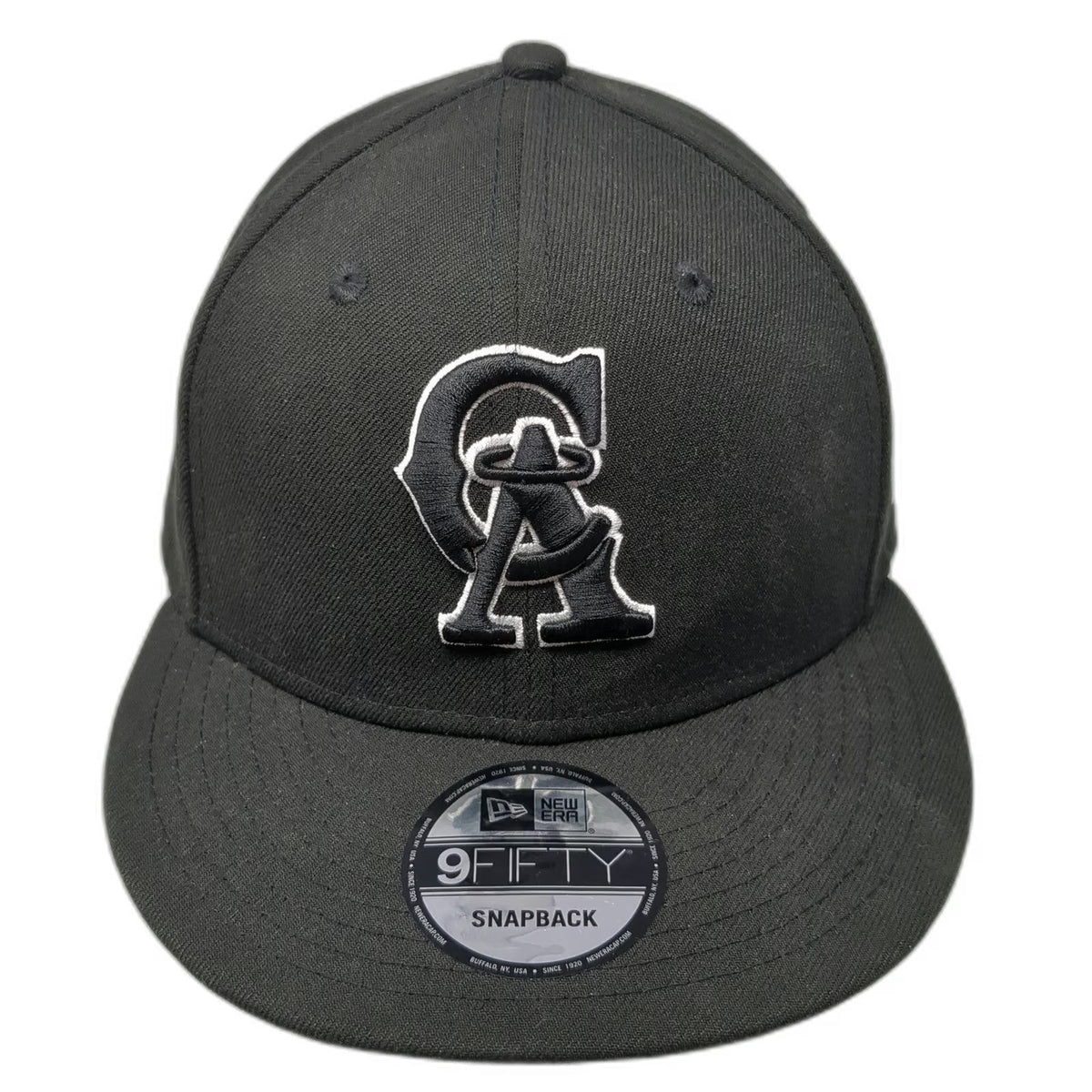New Era California Angels MLB Snapback Hat Black Halo Logo Gray Underbrim