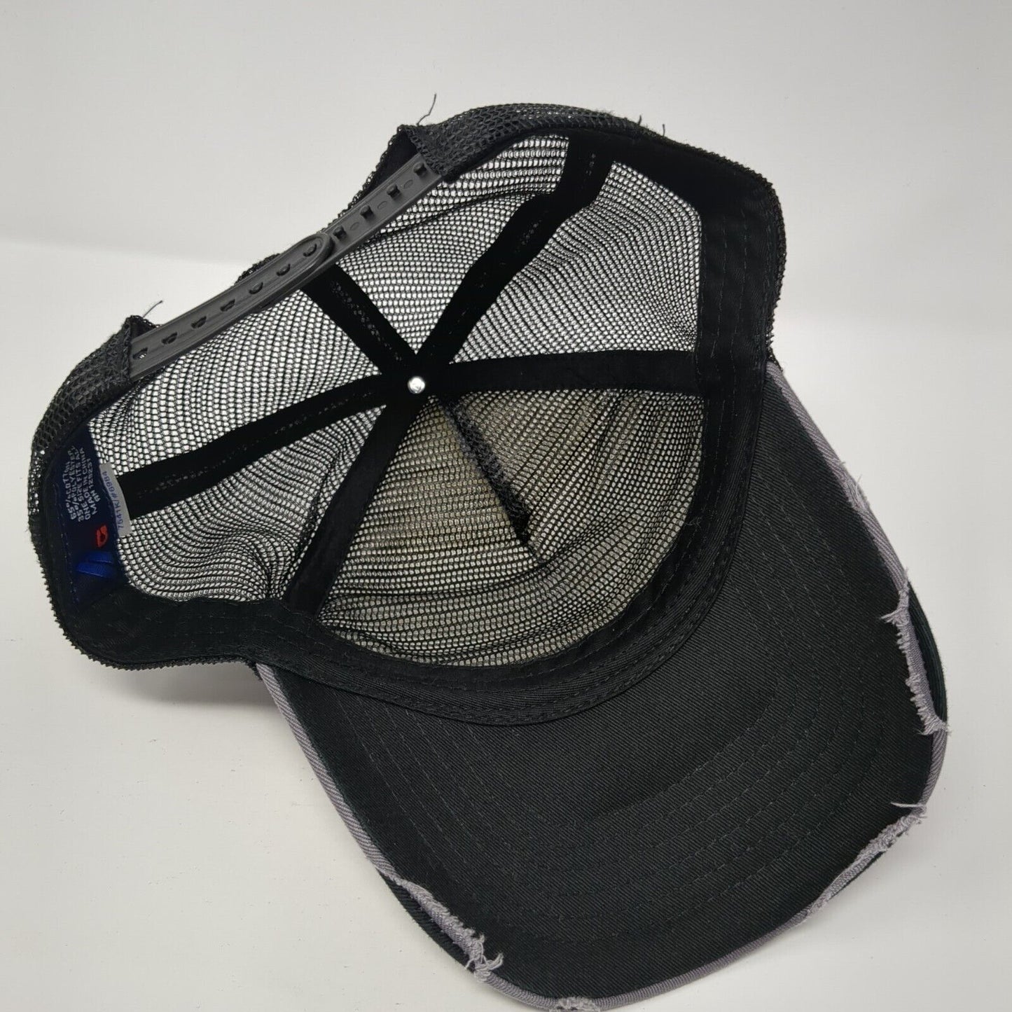 Ha Snapback Trucker Hat Gray One Size Adjustable Mesh Back Distressed Blank