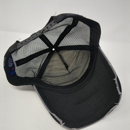 Ha Snapback Trucker Hat Gray One Size Adjustable Mesh Back Distressed Blank