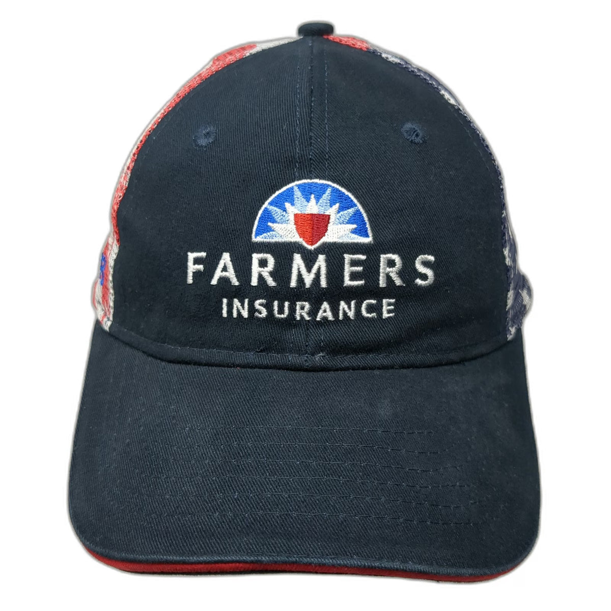 Farmers Insurance Trucker Hat Blue One Size American Flag Est 1928 Mesh Snapback