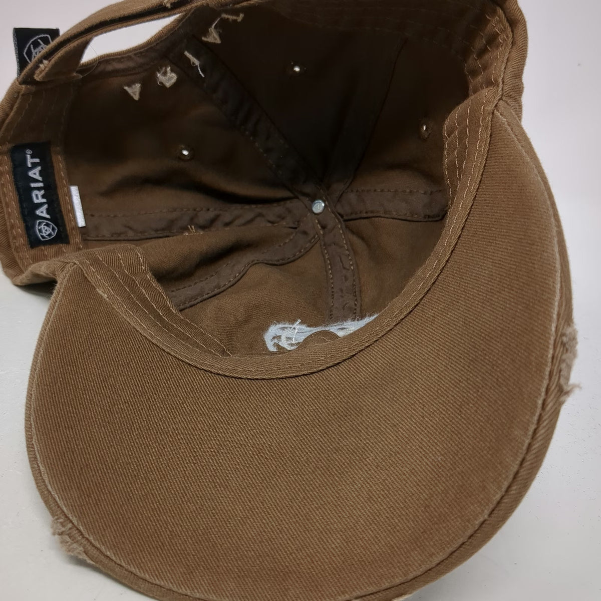 Ariat Baseball Cap Brown One Size Lace Floral Logo Strapback Contrast Stitch Hat
