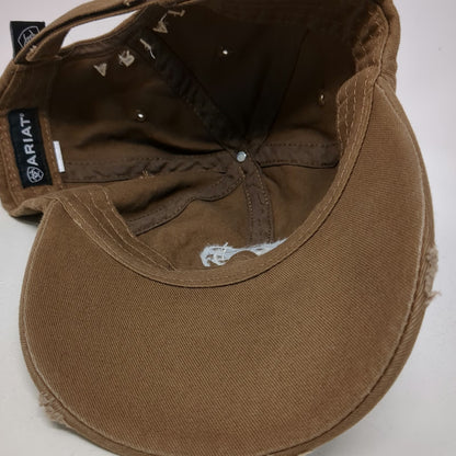 Ariat Baseball Cap Brown One Size Lace Floral Logo Strapback Contrast Stitch Hat