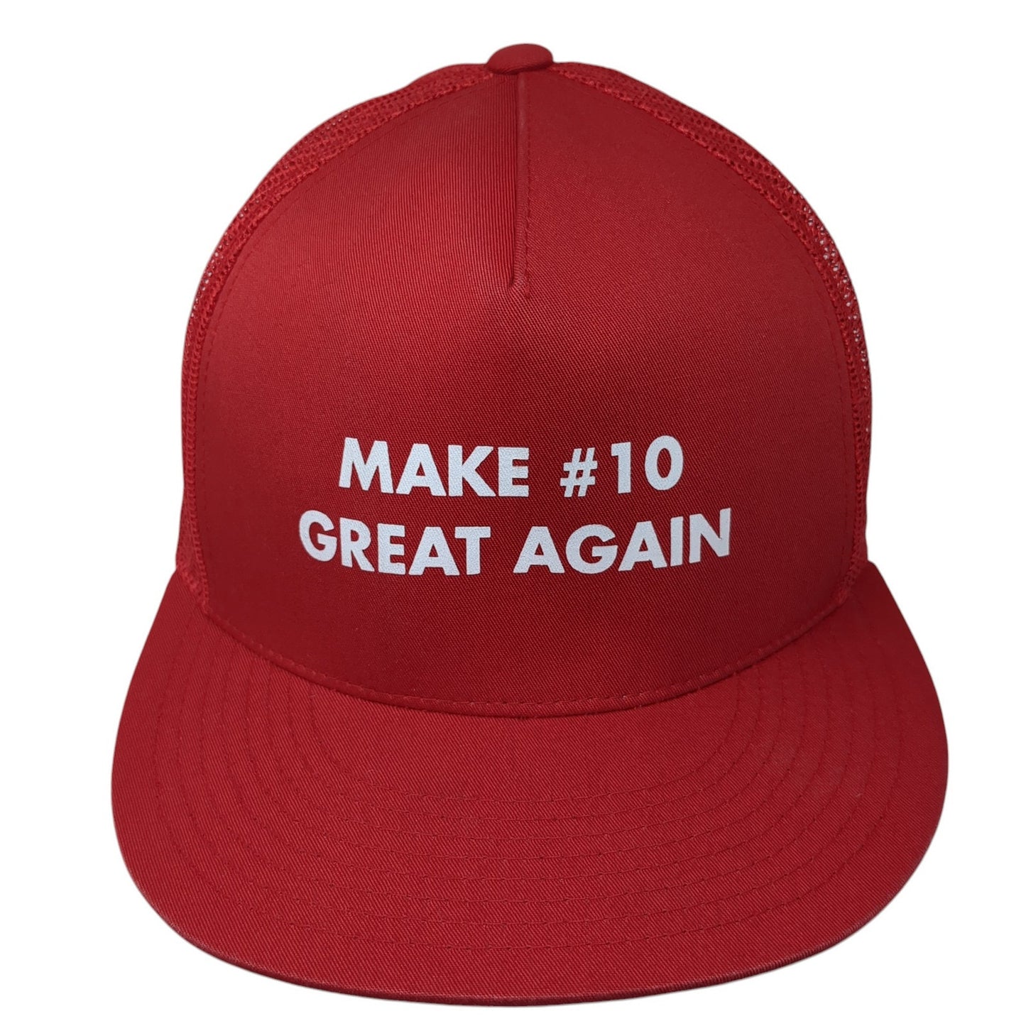 Make #10 Great Again Snapback Trucker Hat Red One Size Mesh Back Yupoong