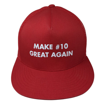 Make #10 Great Again Snapback Trucker Hat Red One Size Mesh Back Yupoong