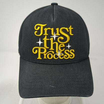 muka 5 Panel Hat Black One Size Snapback Trust the Process Gold Embroidered