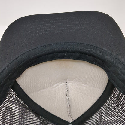 Joy Striped Patch Snapback Trucker Hat Black One Size Solid Mesh Back