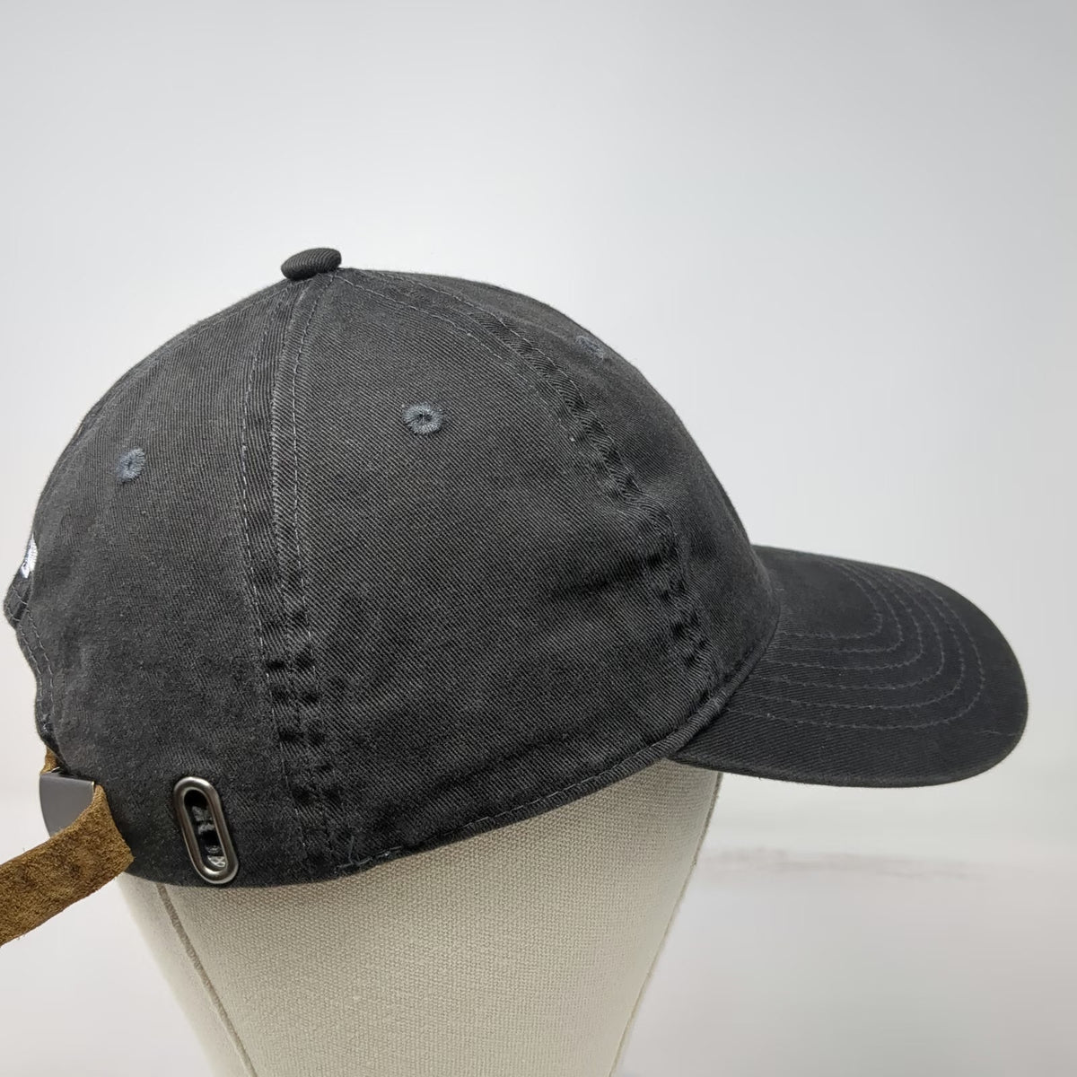 Peet's Coffee Baseball Cap Gray One Size Leather Strapback Hat Embroidered Logo