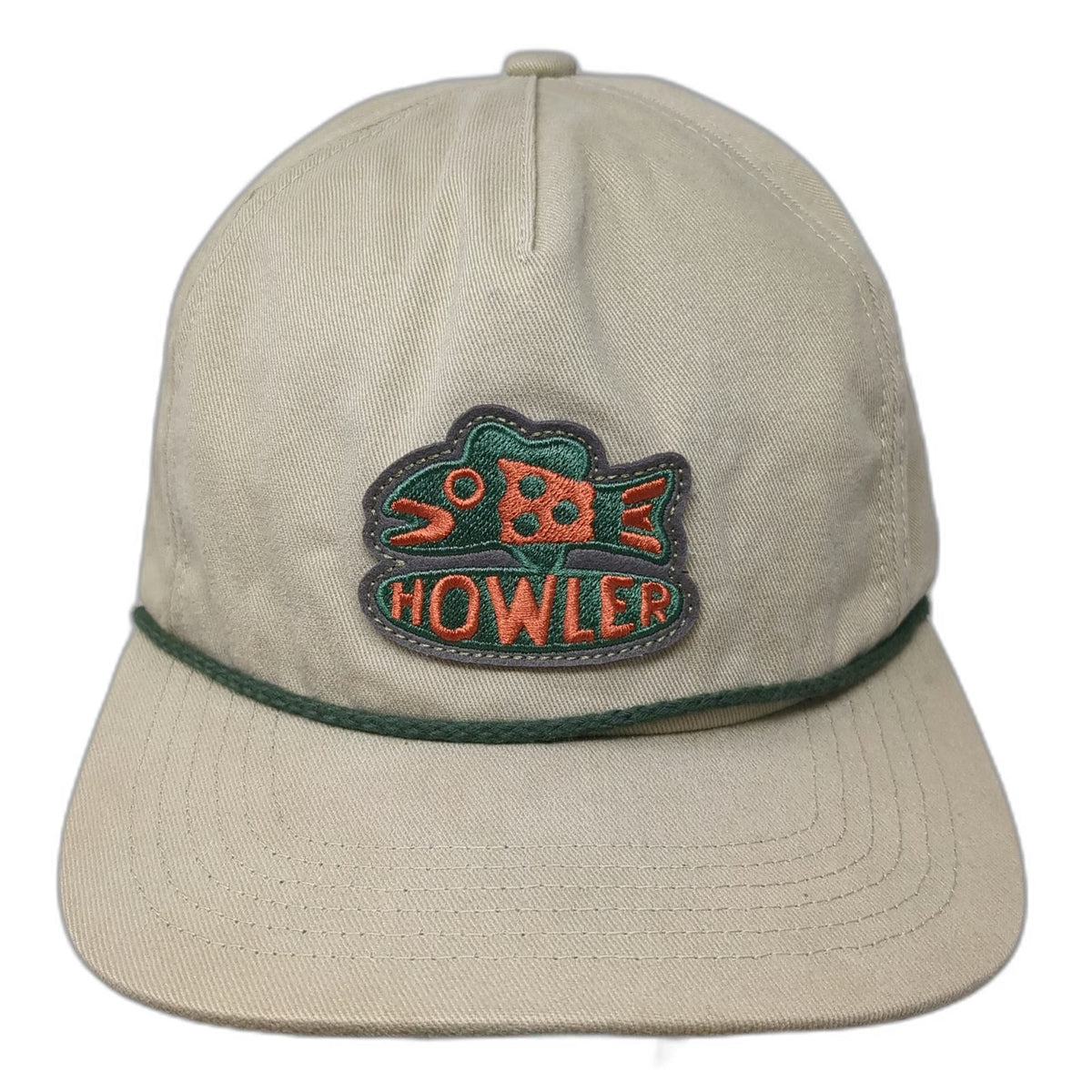 Howler Bros 5 Panel Hat Beige Blue Green One Size Fish Snapback Rope Cotton