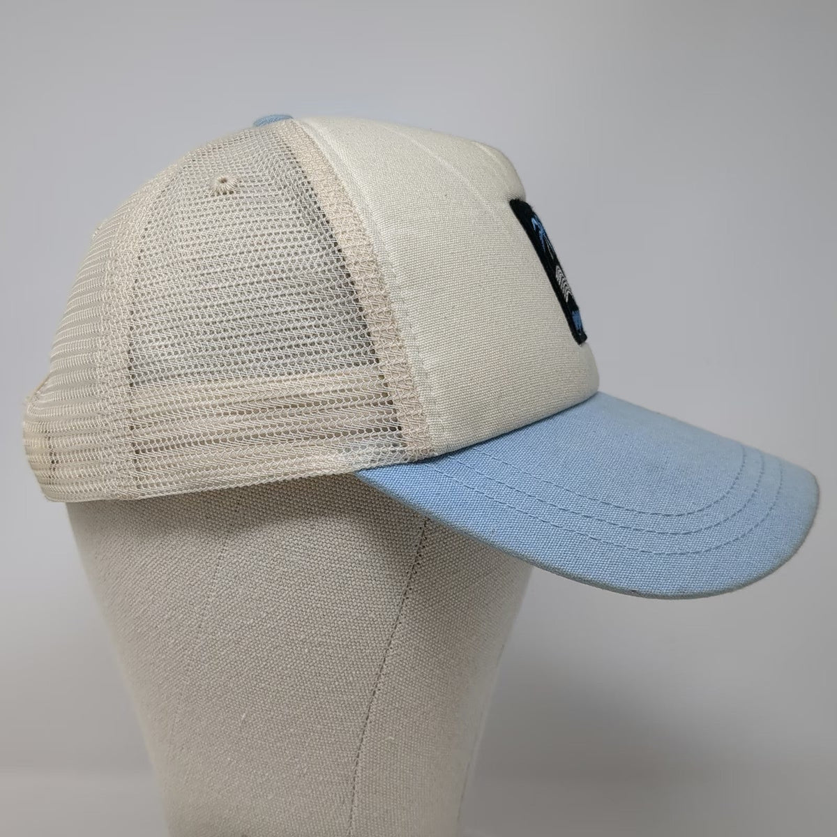 Rip Curl Trucker Hat Beige Blue One Size Mesh Back Snapback Surf Beach Patch