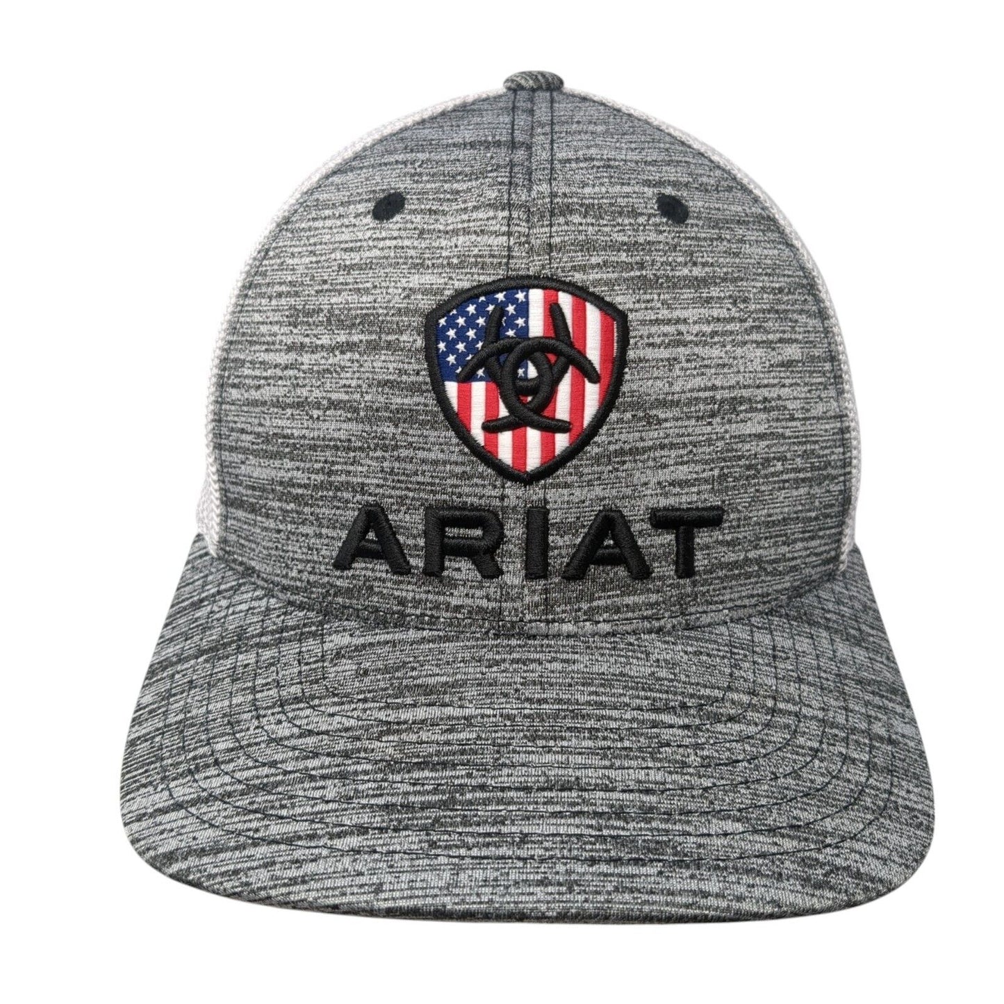 Ariat Snapback Trucker Hat Gray OS Adjustable 110 Flexfit Mesh Back Yupoong
