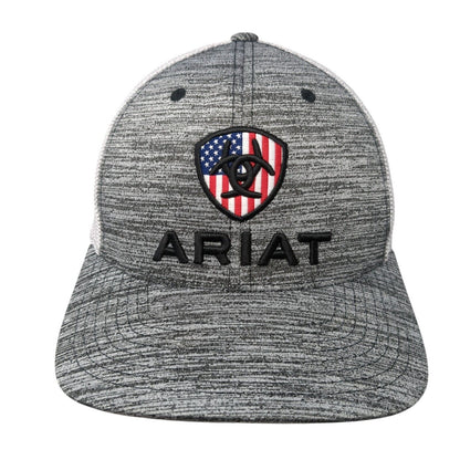 Ariat Snapback Trucker Hat Gray OS Adjustable 110 Flexfit Mesh Back Yupoong