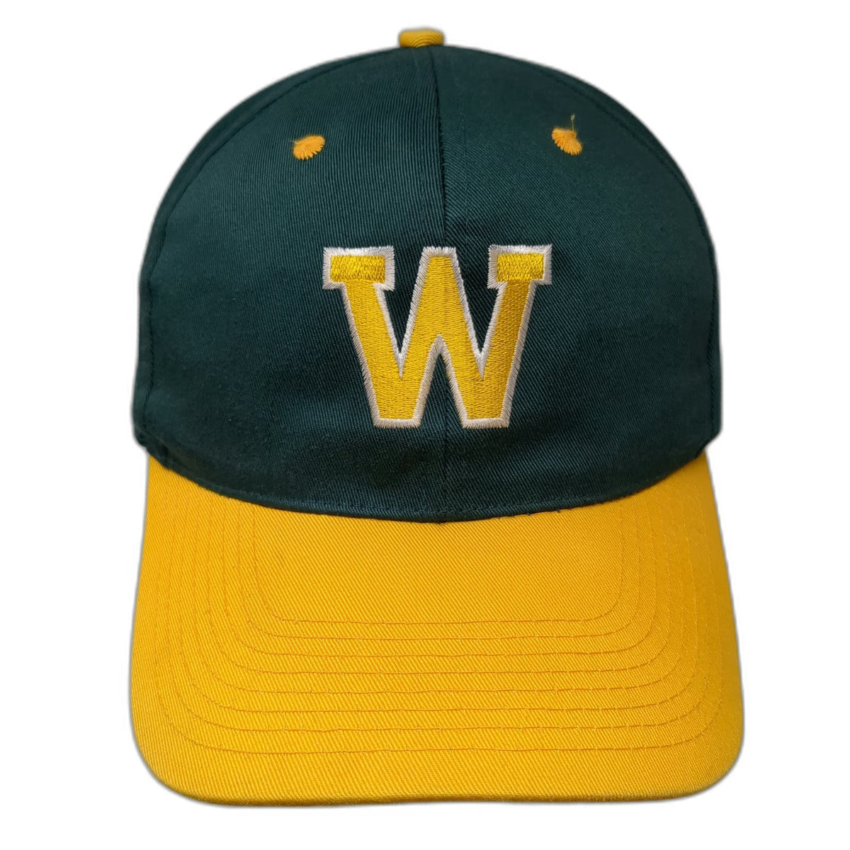 Foremost Athletic Snapback Hat Green Yellow L Wethersfield Embroidered W Logo
