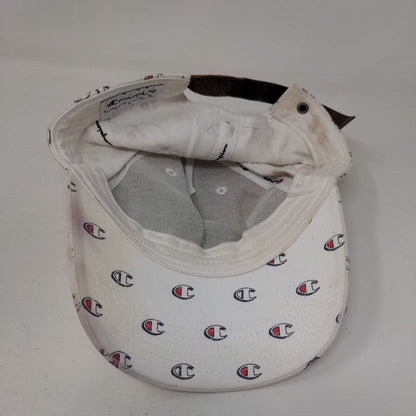 Champion Slideback Hat White OSFM Adjustable Graphic Logo Vented Holes