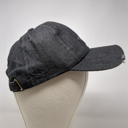 Unbranded Slideback Hat Black OSFA Adjustable Distressed 6 Panel Blank Cotton