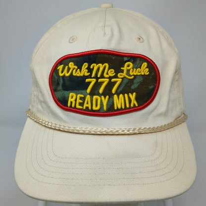 Wish Me Luck 5 Panel Beige One Size Hat Rope Camo Patch Snapback Ready Mix 777