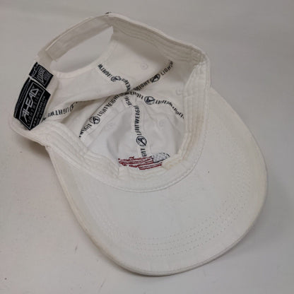 American Flag Bear Strapback Hat White Classic Cut Embroidered Ahead