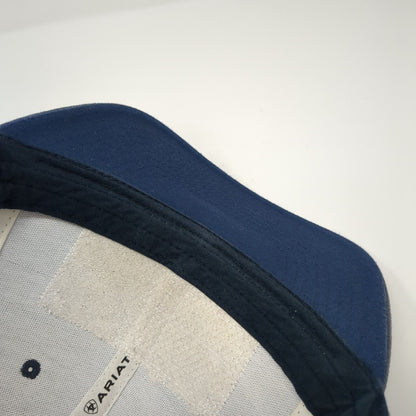 Ariat Flag Patch Snapback Trucker Hat Blue One Size Adjustable Mesh Back 6 Panel
