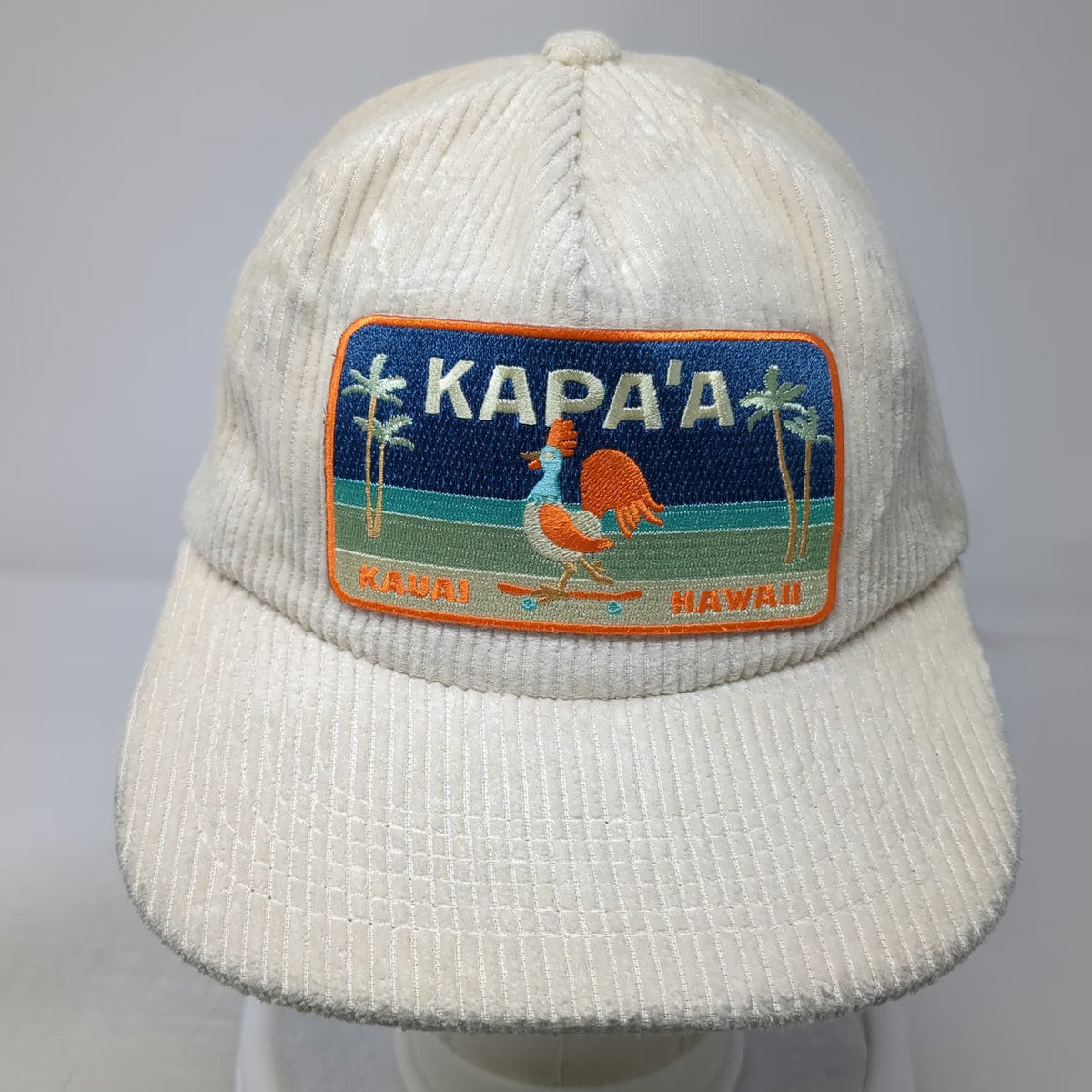 Ascot + Hart 5 Panel Beige Hat One Size Corduroy Rooster Skateboard Kapa'a Kauai