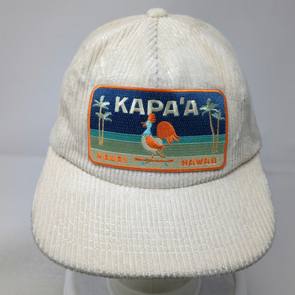 Ascot + Hart 5 Panel Beige Hat One Size Corduroy Rooster Skateboard Kapa'a Kauai