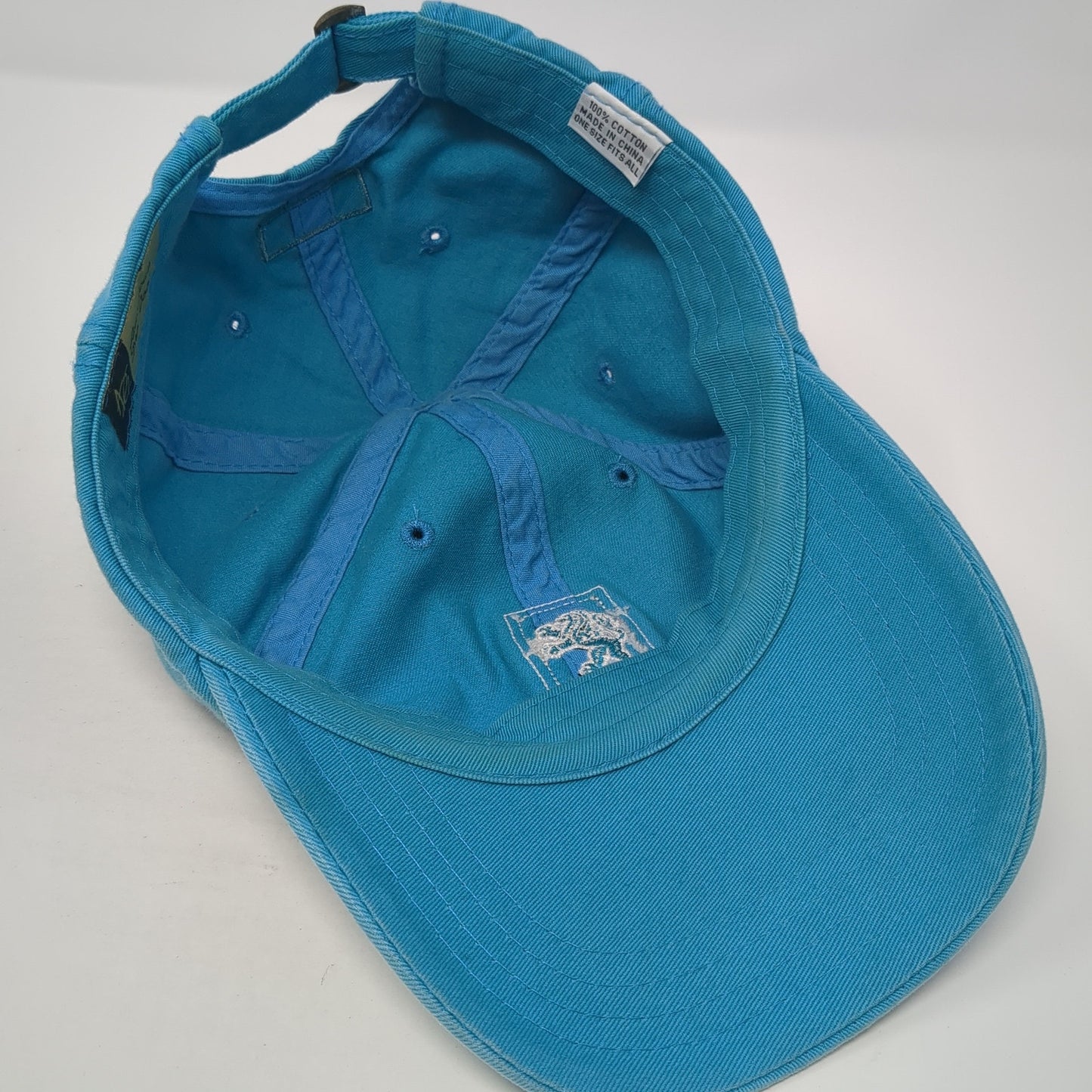 Lion Patch Slideback Hat Blue One Size Adjustable American Dry Goods