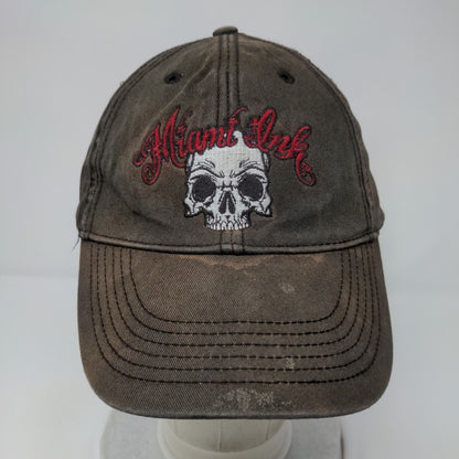 Miami Ink Snapback Hat Black OSFM Adjustable Embroidered Skull 6 Panel Cotton
