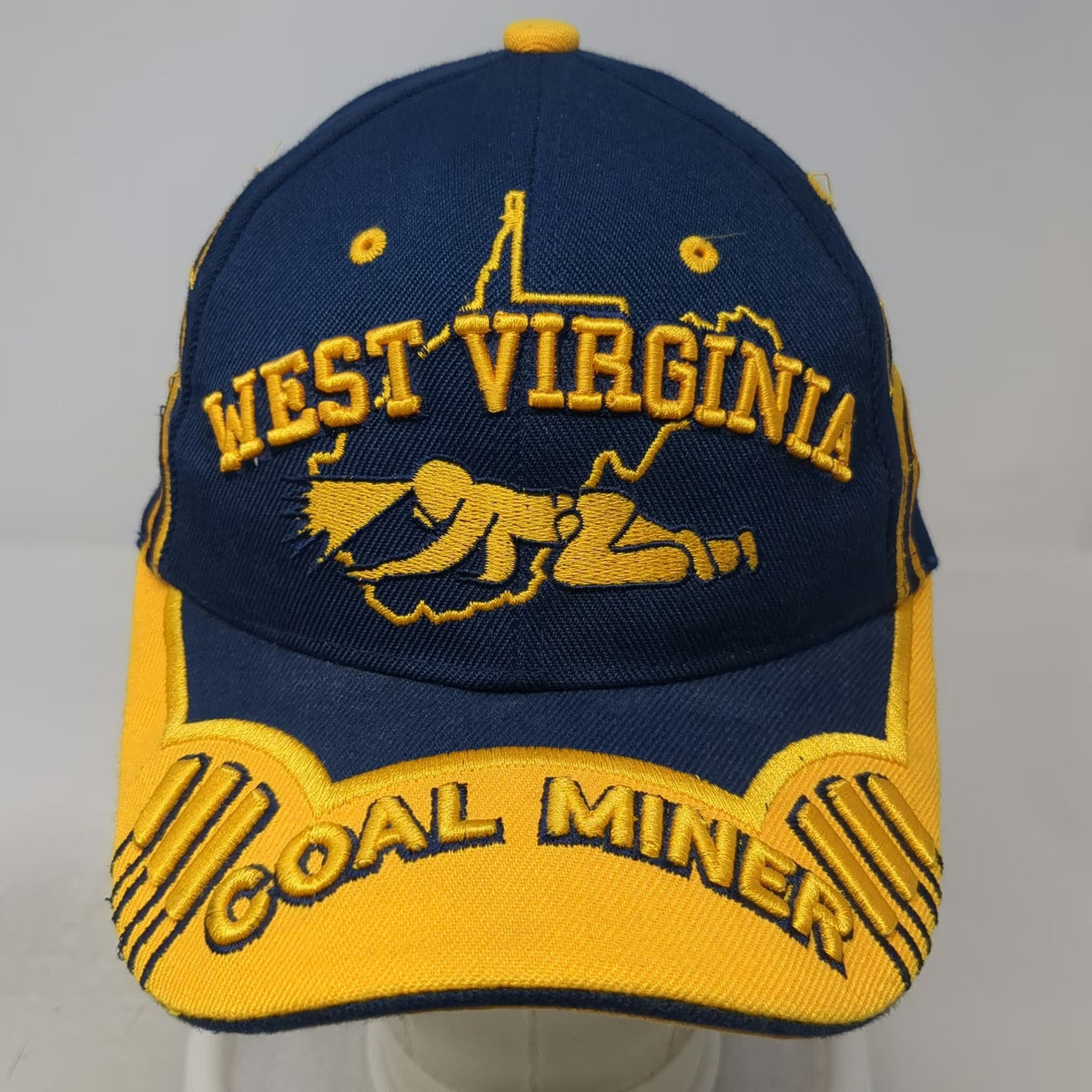S&J Cap West Virginia Coal Miner Baseball Cap Blue Yellow One Size Hat Graphic