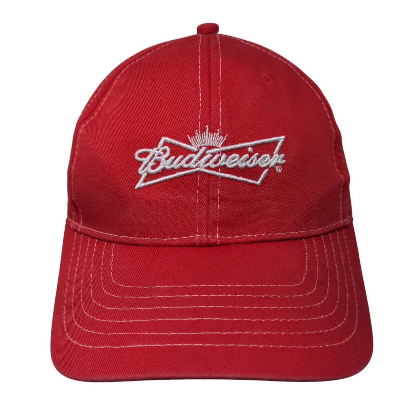Budweiser Strapback Hat Red One Size Adjustable Embroidered 6 Panel