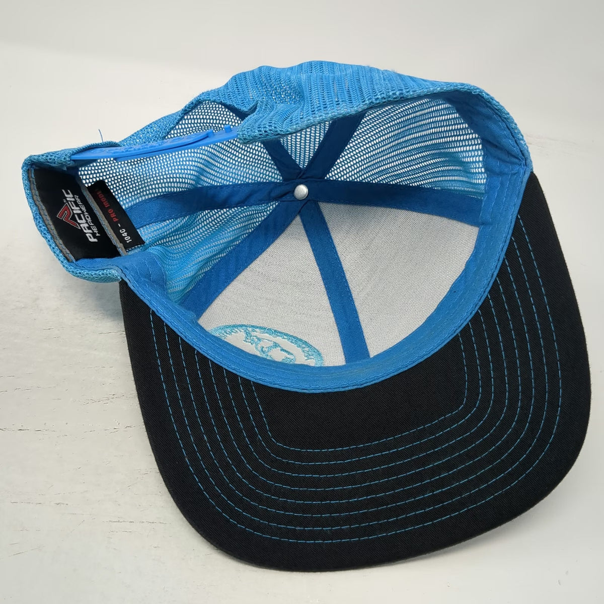 Pacific Headwear Trucker Hat Black Blue One Size Mesh Snapback Outfitters Logo